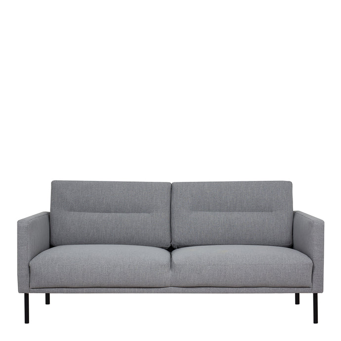Larvik 2.5 Seater Sofa - Grey, Black Legs Furniture To Go 60320381 5060653081134 2.5 Seater Sofa in Soul Grey with black legs. A modern inspired design, kept sleek and angular with slim legs. Comfort has not been sacrificed for design, with its comfy back cushions and wide armrests. All together the perfect and stylish place to spend your evenings.  Dimensions: 790mm x 1750mm x 860mm (Height x Width x Depth) 
 Frame: Solid pinewood, plywood and pre-covered chipboard 
 Seat foam: 30 kg/120 Newtons, FR treate
