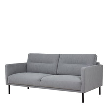 Load image into Gallery viewer, Larvik 2.5 Seater Sofa - Grey, Black Legs Furniture To Go 60320381 5060653081134 2.5 Seater Sofa in Soul Grey with black legs. A modern inspired design, kept sleek and angular with slim legs. Comfort has not been sacrificed for design, with its comfy back cushions and wide armrests. All together the perfect and stylish place to spend your evenings.  Dimensions: 790mm x 1750mm x 860mm (Height x Width x Depth) 
 Frame: Solid pinewood, plywood and pre-covered chipboard 
 Seat foam: 30 kg/120 Newtons, FR treate