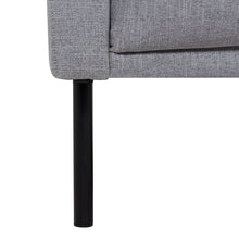 Load image into Gallery viewer, Larvik 2.5 Seater Sofa - Grey, Black Legs Furniture To Go 60320381 5060653081134 2.5 Seater Sofa in Soul Grey with black legs. A modern inspired design, kept sleek and angular with slim legs. Comfort has not been sacrificed for design, with its comfy back cushions and wide armrests. All together the perfect and stylish place to spend your evenings.  Dimensions: 790mm x 1750mm x 860mm (Height x Width x Depth) 
 Frame: Solid pinewood, plywood and pre-covered chipboard 
 Seat foam: 30 kg/120 Newtons, FR treate