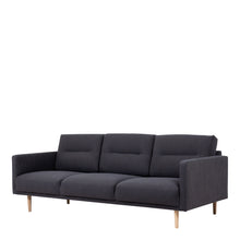 Load image into Gallery viewer, Larvik 3 Seater Sofa - Anthracite, Oak Legs Furniture To Go 6033038047 5060653081332 3 Seater Sofa in Soul Anthracite with oak legs. A modern inspired design, kept sleek and angular with slim legs. Comfort has not been sacrificed for design, with its comfy back cushions and wide armrests. All together the perfect and stylish place to spend your evenings.  Dimensions: 790mm x 2100mm x 860mm (Height x Width x Depth) 
 Frame: Solid pinewood, plywood and pre-covered chipboard 
 Seat foam: 30 kg/120 Newtons, FR 