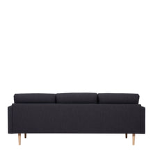 Load image into Gallery viewer, Larvik 3 Seater Sofa - Anthracite, Oak Legs Furniture To Go 6033038047 5060653081332 3 Seater Sofa in Soul Anthracite with oak legs. A modern inspired design, kept sleek and angular with slim legs. Comfort has not been sacrificed for design, with its comfy back cushions and wide armrests. All together the perfect and stylish place to spend your evenings.  Dimensions: 790mm x 2100mm x 860mm (Height x Width x Depth) 
 Frame: Solid pinewood, plywood and pre-covered chipboard 
 Seat foam: 30 kg/120 Newtons, FR 