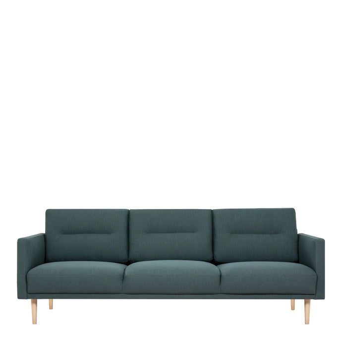 Larvik 3 Seater Sofa - Dark Green, Oak Legs Furniture To Go 6033038347 5060653081356 3 Seater Sofa in Soul Dark Green with oak legs. A modern inspired design, kept sleek and angular with slim legs. Comfort has not been sacrificed for design, with its comfy back cushions and wide armrests. All together the perfect and stylish place to spend your evenings.  Dimensions: 790mm x 2100mm x 860mm (Height x Width x Depth) 
 Frame: Solid pinewood, plywood and pre-covered chipboard 
 Seat foam: 30 kg/120 Newtons, FR 