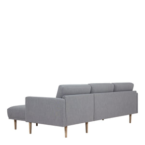 Larvik Chaiselongue Sofa (RH) - Grey, Oak Legs Furniture To Go 6034038147 5060653081370 Chaiselongue Sofa (RH) in Soul Grey with oak legs. A modern inspired design, kept sleek and angular with slim legs. Comfort has not been sacrificed for design, with its comfy back cushions and wide armrests. All together the perfect and stylish place to spend your evenings.  Dimensions: 790mm x 2250mm x 1400mm (Height x Width x Depth) 
 Frame: Solid pinewood, plywood and pre-covered chipboard 
 Seat foam: 30 kg/120 Newto