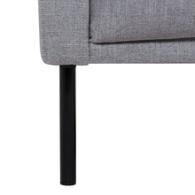 Load image into Gallery viewer, Larvik Chaiselongue Sofa (RH) - Grey, Black Legs Furniture To Go 60340381 5060653081196 Chaiselongue Sofa (RH) in Soul Grey with black legs. A modern inspired design, kept sleek and angular with slim legs. Comfort has not been sacrificed for design, with its comfy back cushions and wide armrests. All together the perfect and stylish place to spend your evenings.  Dimensions: 790mm x 2250mm x 1400mm (Height x Width x Depth) 
 Frame: Solid pinewood, plywood and pre-covered chipboard 
 Seat foam: 30 kg/120 New