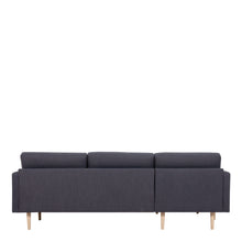 Load image into Gallery viewer, Larvik Chaiselongue Sofa (LH) - Anthracite, Oak Legs Furniture To Go 6034238047 5060653081394 Chaiselongue Sofa (LH) in Soul Anthracite with oak legs. A modern inspired design, kept sleek and angular with slim legs. Comfort has not been sacrificed for design, with its comfy back cushions and wide armrests. All together the perfect and stylish place to spend your evenings.  Dimensions: 790mm x 2250mm x 1400mm (Height x Width x Depth) 
 Frame: Solid pinewood, plywood and pre-covered chipboard 
 Seat foam: 30 