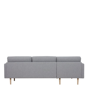 Larvik Chaiselongue Sofa (LH) - Grey, Oak Legs Furniture To Go 6034238147 5060653081400 Chaiselongue Sofa (LH) in Soul Grey with oak legs. A modern inspired design, kept sleek and angular with slim legs. Comfort has not been sacrificed for design, with its comfy back cushions and wide armrests. All together the perfect and stylish place to spend your evenings.  Dimensions: 790mm x 2250mm x 1400mm (Height x Width x Depth) 
 Frame: Solid pinewood, plywood and pre-covered chipboard 
 Seat foam: 30 kg/120 Newto