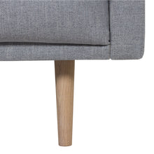 Load image into Gallery viewer, Larvik Chaiselongue Sofa (LH) - Grey, Oak Legs Furniture To Go 6034238147 5060653081400 Chaiselongue Sofa (LH) in Soul Grey with oak legs. A modern inspired design, kept sleek and angular with slim legs. Comfort has not been sacrificed for design, with its comfy back cushions and wide armrests. All together the perfect and stylish place to spend your evenings.  Dimensions: 790mm x 2250mm x 1400mm (Height x Width x Depth) 
 Frame: Solid pinewood, plywood and pre-covered chipboard 
 Seat foam: 30 kg/120 Newto
