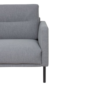 Larvik Chaiselongue Sofa (LH) - Grey , Black Legs Furniture To Go 60342381 5060653081226 Chaiselongue Sofa (LH) in Soul Grey with black legs. A modern inspired design, kept sleek and angular with slim legs. Comfort has not been sacrificed for design, with its comfy back cushions and wide armrests. All together the perfect and stylish place to spend your evenings.  Dimensions: 790mm x 2250mm x 1400mm (Height x Width x Depth) 
 Frame: Solid pinewood, plywood and pre-covered chipboard 
 Seat foam: 30 kg/120 Ne