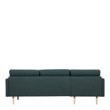 Load image into Gallery viewer, Larvik Chaiselongue Sofa (LH) - Dark Green, Oak Legs Furniture To Go 6034238347 5060653081417 Chaiselongue Sofa (LH) in Soul Dark Green with oak legs. A modern inspired design, kept sleek and angular with slim legs. Comfort has not been sacrificed for design, with its comfy back cushions and wide armrests. All together the perfect and stylish place to spend your evenings.  Dimensions: 790mm x 2250mm x 1400mm (Height x Width x Depth) 
 Frame: Solid pinewood, plywood and pre-covered chipboard 
 Seat foam: 30 
