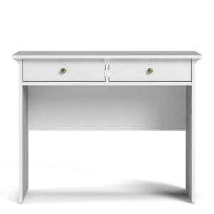 Paris Console table White Furniture To Go 7017535749 5713035002899 Introducing the Paris 2-Drawer Console Table – a romantic and sophisticated addition to your living space. The Paris collection truly lives up to its name, exuding a beautiful classic feel and adding an elegant touch to any room. Enhance your space with this charming console table. The Paris 2-Drawer Console Table combines functionality and style seamlessly. With its two spacious drawers, it offers ample storage options for your essentials w