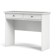 Load image into Gallery viewer, Paris Console table White Furniture To Go 7017535749 5713035002899 Introducing the Paris 2-Drawer Console Table – a romantic and sophisticated addition to your living space. The Paris collection truly lives up to its name, exuding a beautiful classic feel and adding an elegant touch to any room. Enhance your space with this charming console table. The Paris 2-Drawer Console Table combines functionality and style seamlessly. With its two spacious drawers, it offers ample storage options for your essentials w