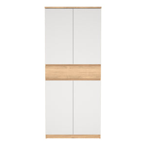 Naia Shoe Cabinet with 4 Doors + 1 Drawer in Jackson Hickory Oak & White Furniture To Go 70292210hl49 5713035082198 Introducing the Naia Shoe Cabinet: Style and Function in Perfect Harmony
Discover the perfect storage solution for your beloved shoe collection with the Naia Shoe Cabinet. With its sleek design and clever functionality, this cabinet is designed to keep your shoes organized and your space clutter-free. Featuring four spacious doors and a convenient drawer, it effortlessly provides ample storage