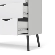 Load image into Gallery viewer, Oslo Chest of 5 Drawers (2+3) in White and Black Matt Furniture To Go 7047545649gm 5060653082544 Alluding a retro modern charm, the Oslo collection has an authentic scandinavian appeal with real style. Dimensions: 1009mm x 987mm x 391mm (Height x Width x Depth) 
 Stylish and trendy 
 High quality laminated board (resistant to damage and scratches, moisture and high temperature) 
 Easy gliding drawer runners 
 Made from PEFC Certified sustainable wood 
 Easy self assembly  
 Made in Denmark 
 Assembly instru