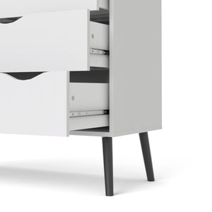 Oslo Chest of 5 Drawers (2+3) in White and Black Matt Furniture To Go 7047545649gm 5060653082544 Alluding a retro modern charm, the Oslo collection has an authentic scandinavian appeal with real style. Dimensions: 1009mm x 987mm x 391mm (Height x Width x Depth) 
 Stylish and trendy 
 High quality laminated board (resistant to damage and scratches, moisture and high temperature) 
 Easy gliding drawer runners 
 Made from PEFC Certified sustainable wood 
 Easy self assembly  
 Made in Denmark 
 Assembly instru