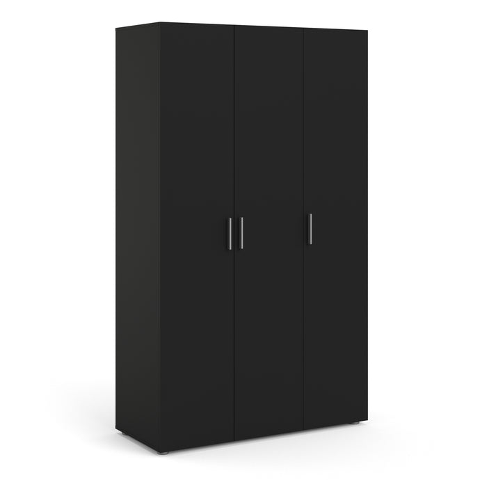 Pepe Wardrobe with 3 doors in Black Furniture To Go 71070530gmgm 5713035068031 A simplistic design that will not go unnoticed. You will maximise your storage space with this 3 door wardrobe, perfect for the bedroom. Dimensions: 2009mm x 1181mm x 497.5mm (Height x Width x Depth) 
 Adjustable hinges on all doors 
 Stylish and contemporary 
 Easy self assembly 
 High quality laminated board (resistant to damage and scratches, moisture and high temperature) 
 Made in Denmark 
 Assembly instructions:
 
 
 
 SKU: