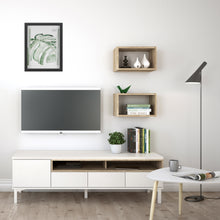 Load image into Gallery viewer, Roomers Wall Shelf Unit in Oak Furniture To Go 71692174ak 5060653083633 Roomers is an attractive classic design with a modern interpretation. Dimensions: 258mm x 436mm x 250mm (Height x Width x Depth) 
 Stylish and trendy 
 High quality laminated board (resistant to damage and scratches, moisture and high temperature) 
 Easy gliding drawer runners 
 Modern handle free solution 
 Made from PEFC Certified sustainable wood 
 Made in Denmark 
 Assembly instructions:
 
 https://www.dropbox.com/s/ylstcnawjqa833e/