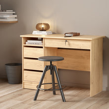 Load image into Gallery viewer, Function Plus Desk (3+1) handle free Drawer in Jackson Hickory Oak Furniture To Go 71970519hlhl 5713035081153 The Function Plus range of desks are designed to be practical in even the smallest of spaces. This desk will either tuck neatly into a corner or float in the room - a true modern workstation. Storage options include three handle-less drawers and one drawer that locks. This beautiful piece also features metal drawer runners, a modesty panel and is made using environmentally friendly materials. Dimens