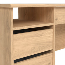 Load image into Gallery viewer, Function Plus Desk (3+1) handle free Drawer in Jackson Hickory Oak Furniture To Go 71970519hlhl 5713035081153 The Function Plus range of desks are designed to be practical in even the smallest of spaces. This desk will either tuck neatly into a corner or float in the room - a true modern workstation. Storage options include three handle-less drawers and one drawer that locks. This beautiful piece also features metal drawer runners, a modesty panel and is made using environmentally friendly materials. Dimens