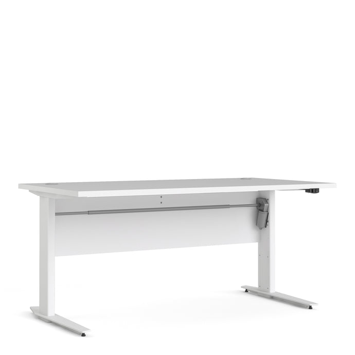Prima Desk 150 cm in White with Height adjustable legs with electric control in White Furniture To Go 720804024949a 5060653086306 The Prima range of desks with adjustable legs are ideal for the home office, versatile and stylish enough to be used throughout the home in any room you choose. Dimensions: 752mm x 1501mm x 801mm (Height x Width x Depth) 
 High quality laminated board (resistant to damage and scratches, moisture and high temperature) 
 Perfect for small spaces 
 Stylish and timeless 
 Easy self a