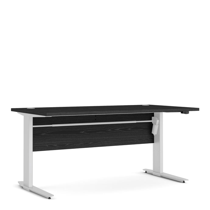 Prima Desk 150 cm in Black woodgrain with Height adjustable legs with electric control in White Furniture To Go 720804026149a 5060653086320 The Prima range of desks with adjustable legs are ideal for the home office, versatile and stylish enough to be used throughout the home in any room you choose. Dimensions: 752mm x 1501mm x 801mm (Height x Width x Depth) 
 High quality laminated board (resistant to damage and scratches, moisture and high temperature) 
 Perfect for small spaces 
 Stylish and timeless 
 E