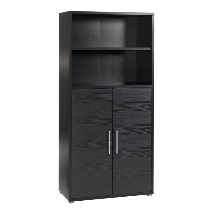 Prima Bookcase 3 Shelves with 2 Doors in Black woodgrain Furniture To Go 720804203161 5060653086122 The Prima range of bookcases are ideal for the home office, versatile and stylish enough to be used throughout the home in any room you choose. Dimensions: 1860mm x 892mm x 401mm (Height x Width x Depth) 
 High quality laminated board (resistant to damage and scratches, moisture and high temperature) 
 Perfect for small spaces 
 Stylish and timeless 
 Easy self assembly  
 Made from PEFC Certified sustainable