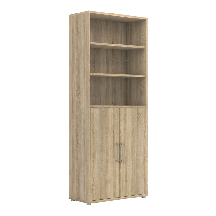 Prima Bookcase 4 Shelves with 2 Doors in Oak Furniture To Go 7208042131ak 5060653086160 The Prima range of bookcases are ideal for the home office, versatile and stylish enough to be used throughout the home in any room you choose. Dimensions: 2217mm x 892mm x 401mm (Height x Width x Depth) 
 High quality laminated board (resistant to damage and scratches, moisture and high temperature) 
 Perfect for small spaces 
 Stylish and timeless 
 Easy self assembly  
 Made from PEFC Certified sustainable wood 
 Made