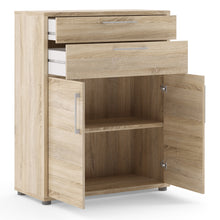 Load image into Gallery viewer, Prima Bookcase 1 Shelf with 2 Drawers and 2 Doors in Oak Furniture To Go 7208042325ak 5060653085927 The Prima range of bookcases are ideal for the home office, versatile and stylish enough to be used throughout the home in any room you choose. Dimensions: 682mm x 482mm x 491mm (Height x Width x Depth) 
 High quality laminated board (resistant to damage and scratches, moisture and high temperature) 
 Perfect for small spaces 
 Stylish and timeless 
 Easy self assembly  
 Made from PEFC Certified sustainable 