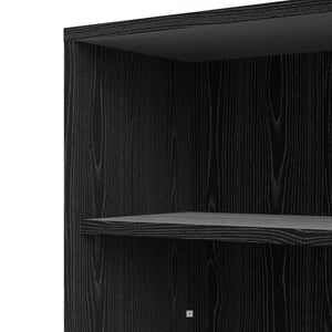 Prima Bookcase 2 Shelves in Black woodgrain Furniture To Go 7208042361 5706887858943 The Prima range of bookcases are ideal for the home office, versatile and stylish enough to be used throughout the home in any room you choose. Dimensions: 682mm x 482mm x 491mm (Height x Width x Depth) 
 High quality laminated board (resistant to damage and scratches, moisture and high temperature) 
 Anti- tip safety and safety wall fitting 
 Stylish and timeless 
 Easy self assembly  
 Made from PEFC Certified sustainable
