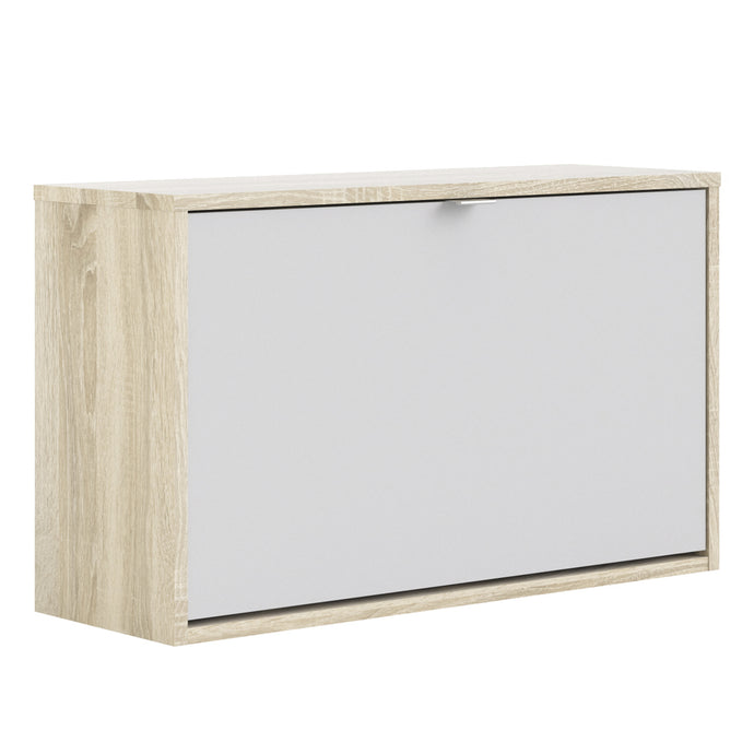 Shoes Shoe cabinet w. 1 tilting door and 2 layers Oak structure White Furniture To Go 72359004ak49 5713035047708 The Shoes range provides a stylish solution for any cluttered hall. The sleek design allows for plenty of shoe storage without dominating your space. Available with a number of drawers, styles and fronts, the Shoes collection makes for an attractive yet understated addition to your home decor in addition to its practical application. Dimensions: 418mm x 703mm x 241mm (Height x Width x Depth) 
 Th