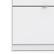 Load image into Gallery viewer, Shoes Shoe cabinet w. 3 tilting doors and 2 layers in White Furniture To Go 723590064949 5713035047739 The Shoes range provides a stylish solution for any cluttered hall. The sleek design allows for plenty of shoe storage without dominating your space. Available with a number of drawers, styles and fronts, the Shoes collection makes for an attractive yet understated addition to your home decor in addition to its practical application. Dimensions: 1236mm x 703mm x 241mm (Height x Width x Depth) 
 This shoe c