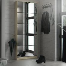 Load image into Gallery viewer, Shoes Shoe cabinet 5 Mirror tilting Doors in Oak Furniture To Go 72370052ak 5706887989401 The Shoes range provides a stylish solution for any cluttered hall. The sleek design allows for plenty of shoe storage without dominating your space. Available with a number of drawers, styles and fronts, the Shoes collection makes for an attractive yet understated addition to your home decor in addition to its practical application. Dimensions: 1819mm x 712mm x 201mm (Height x Width x Depth) 
 Easy to open tiliting do