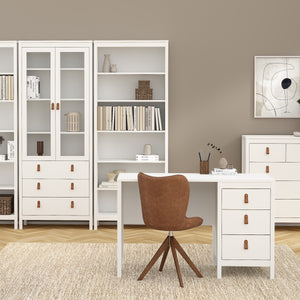 Barcelona Desk 3 drawers White Furniture To Go 725796814949 5060933422138 Introducing the Barcelona 3-Drawer Desk – a contemporary and stylish addition to your workspace. With its sleek design, elegant lines, and simple metal handles, this desk effortlessly enhances the aesthetics of any room. Choose the timeless black finish for a sophisticated and bold look that seamlessly complements your modern decor. Experience the perfect blend of functionality and sophistication with the Barcelona 3-Drawer Desk. Its 