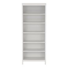Load image into Gallery viewer, Barcelona Bookcase in White Furniture To Go 725796824949 5060933422005 A sophisticated and modern bookcase designed to add an elegant touch to your space. With its sleek design and 5 shelves, this bookcase offers a perfect blend of style and functionality. For those seeking a bolder statement, it is also available in a contrasting matt black finish. Experience the essence of contemporary elegance with the Barcelona bookcase. Its clean lines and refined design make it a standout piece in any room. This bookc