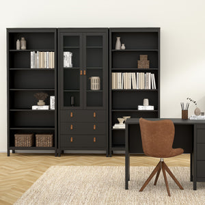 Barcelona Bookcase in Black Furniture To Go 72579682gmgm 5060933422005 A sophisticated and modern bookcase designed to add an elegant touch to your space. With its sleek design and 5 shelves, this bookcase offers a perfect blend of style and functionality. For those seeking a bolder statement, it is also available in a contrasting white finish. Experience the essence of contemporary elegance with the Barcelona bookcase. Its clean lines and refined design make it a standout piece in any room. This bookcase n