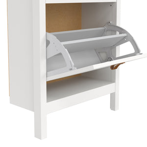 Barcelona Shoe Cabinet 2 Flap Door White Furniture To Go 725796834949 5060933422077 Introducing the Barcelona Shoe Cabinet with Two Flap Doors – a sophisticated and modern wardrobe designed to add an elegant touch to your space. With its sleek design and a simple metal handle, this two-door cabinet offers a perfect blend of style and functionality. For those seeking a bolder statement, it is also available in a contrasting white finish. Experience the essence of contemporary elegance with the Barcelona Shoe