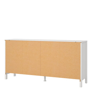 Madrid Double dresser 4+4 drawers in White Furniture To Go 726796634949 5713035068314 A contemporary chest of drawers in an elegant design complete with a simple metal handle, also available in contrasting matt black Dimensions: 797mm x 1594mm x 384mm (Height x Width x Depth) 
 High quality laminated board (resistant to damage and scratches, moisture and high temperature) 
 Made from PEFC Certified sustainable wood 
 Easy self assembly 
 Made in Denmark 
 Easy gliding drawer runners 
 Assembly instructions: