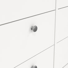 Load image into Gallery viewer, Madrid Double dresser 4+4 drawers in White Furniture To Go 726796634949 5713035068314 A contemporary chest of drawers in an elegant design complete with a simple metal handle, also available in contrasting matt black Dimensions: 797mm x 1594mm x 384mm (Height x Width x Depth) 
 High quality laminated board (resistant to damage and scratches, moisture and high temperature) 
 Made from PEFC Certified sustainable wood 
 Easy self assembly 
 Made in Denmark 
 Easy gliding drawer runners 
 Assembly instructions: