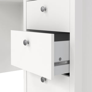 Madrid Desk 3 drawers White Furniture To Go 726796814949 5713035082938 Introducing the Madrid 3-Drawer Desk – a contemporary and stylish addition to your workspace. With its sleek design, elegant lines, and simple metal handles, this desk effortlessly enhances the aesthetics of any room. Choose the timeless black finish for a sophisticated and bold look that seamlessly complements your modern decor. Experience the perfect blend of functionality and sophistication with the Madrid 3-Drawer Desk. Its three spa