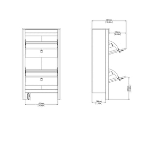 Madrid Shoe Cabinet 2 Flap Door White Furniture To Go 726796834949 5713035082952 Introducing the Madrid Shoe Cabinet with Two Flap Doors – a sophisticated and modern wardrobe designed to add an elegant touch to your space. With its sleek design and a simple metal handle, this two-door cabinet offers a perfect blend of style and functionality. For those seeking a bolder statement, it is also available in a contrasting white finish. Experience the essence of contemporary elegance with the Madrid Shoe Cabinet.
