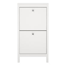 Load image into Gallery viewer, Madrid Shoe Cabinet 2 Flap Door White Furniture To Go 726796834949 5713035082952 Introducing the Madrid Shoe Cabinet with Two Flap Doors – a sophisticated and modern wardrobe designed to add an elegant touch to your space. With its sleek design and a simple metal handle, this two-door cabinet offers a perfect blend of style and functionality. For those seeking a bolder statement, it is also available in a contrasting white finish. Experience the essence of contemporary elegance with the Madrid Shoe Cabinet.