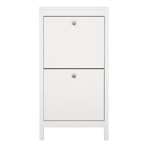 Madrid Shoe Cabinet 2 Flap Door White Furniture To Go 726796834949 5713035082952 Introducing the Madrid Shoe Cabinet with Two Flap Doors – a sophisticated and modern wardrobe designed to add an elegant touch to your space. With its sleek design and a simple metal handle, this two-door cabinet offers a perfect blend of style and functionality. For those seeking a bolder statement, it is also available in a contrasting white finish. Experience the essence of contemporary elegance with the Madrid Shoe Cabinet.