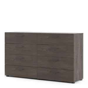 Dallas Double dresser 8 drawers Rovere Gessato Dark Oak Furniture To Go 73070533glgl 5713035075343 Introducing the Dallas 8 Drawer Double Dresser, a stylish and practical piece of furniture that offers ample storage space for all of your clothing, linens, and personal items. With its contemporary design and beautiful Rovere Gessato dark oak colour, this dresser provides a modern and cohesive ambience that is sure to elevate any room in your home. Featuring eight spacious drawers, this double dresser is equi