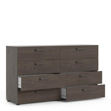 Load image into Gallery viewer, Dallas Double dresser 8 drawers Rovere Gessato Dark Oak Furniture To Go 73070533glgl 5713035075343 Introducing the Dallas 8 Drawer Double Dresser, a stylish and practical piece of furniture that offers ample storage space for all of your clothing, linens, and personal items. With its contemporary design and beautiful Rovere Gessato dark oak colour, this dresser provides a modern and cohesive ambience that is sure to elevate any room in your home. Featuring eight spacious drawers, this double dresser is equi