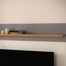 Load image into Gallery viewer, Bohol Wall Shelf in Riviera Oak/Grey Oak Furniture To Go 801bhlb01-m478 5904767835132 The Bohol collection draws inspiration from its timeless charm and rustic style, embracing its simplicity and natural elegance. What truly sets this collection apart from others is its exquisite decor - featuring three colourways with an Oak finish. The subtle elegance of the light Riviera Oak contributes by adding a focal point to each piece. Complete your Living or Dining room with this floating shelf. Available in a Whi