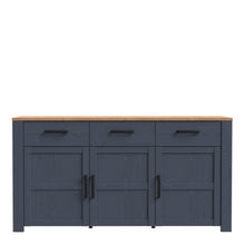 Load image into Gallery viewer, Bohol Sideboard in Riviera Oak/Navy Furniture To Go 801bhlk231-m348 5904767832315 The Bohol collection draws inspiration from its timeless charm and rustic style, embracing its simplicity and natural elegance. What truly sets this collection apart from others is its exquisite decor - featuring three colourways with an Oak finish. The subtle elegance of the light Riviera Oak contributes by adding a focal point to each piece. Also featuring black handles with soft close doors, making it truly stand out in any