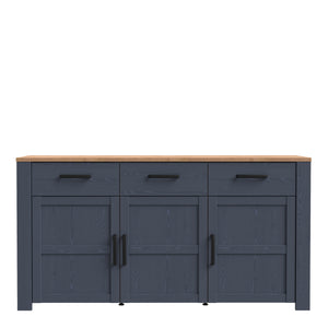 Bohol Sideboard in Riviera Oak/Navy Furniture To Go 801bhlk231-m348 5904767832315 The Bohol collection draws inspiration from its timeless charm and rustic style, embracing its simplicity and natural elegance. What truly sets this collection apart from others is its exquisite decor - featuring three colourways with an Oak finish. The subtle elegance of the light Riviera Oak contributes by adding a focal point to each piece. Also featuring black handles with soft close doors, making it truly stand out in any