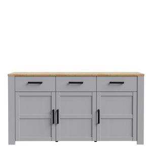 Bohol Sideboard in Riviera Oak/Grey Oak Furniture To Go 801bhlk231-m478 5904767835088 The Bohol collection draws inspiration from its timeless charm and rustic style, embracing its simplicity and natural elegance. What truly sets this collection apart from others is its exquisite decor - featuring three colourways with an Oak finish. The subtle elegance of the light Riviera Oak contributes by adding a focal point to each piece. Also featuring black handles with soft close doors, making it truly stand out in