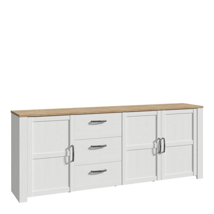 Bohol Large Sideboard in Riviera Oak/White Furniture To Go 801bhlk241r-m482 5904767840532 The Bohol collection draws inspiration from its timeless charm and rustic style, embracing its simplicity and natural elegance. What truly sets this collection apart from others is its exquisite decor - featuring three colourways with an Oak finish. The subtle elegance of the light Riviera Oak contributes by adding a focal point to each piece. Also featuring black handles with soft close doors, making it truly stand ou