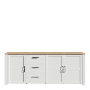 Bohol Large Sideboard in Riviera Oak/White Furniture To Go 801bhlk241r-m482 5904767840532 The Bohol collection draws inspiration from its timeless charm and rustic style, embracing its simplicity and natural elegance. What truly sets this collection apart from others is its exquisite decor - featuring three colourways with an Oak finish. The subtle elegance of the light Riviera Oak contributes by adding a focal point to each piece. Also featuring black handles with soft close doors, making it truly stand ou