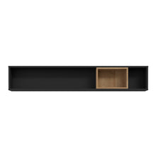 Load image into Gallery viewer, High Rock Wall Shelf in Matt Black/Riviera Oak Furniture To Go 801cerb01-m197 5904767825539 High Rock, a captivating and contemporary collection which has a perfect blend of the Riviera Oak decor with deep black accents, this collection immediately captivates attention with its originality. The sleek black metal handles add a touch of elegance, while the tables boast robust metal legs in a frame-like design, contributing to a distinct loft character within the space. Beyond its striking aesthetics, High Roc